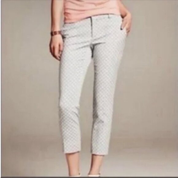 Banana Republic Polka Dot Avery Fit Mid-Rise Ankle Pants – Size 2, Grey - Picture 1 of 6